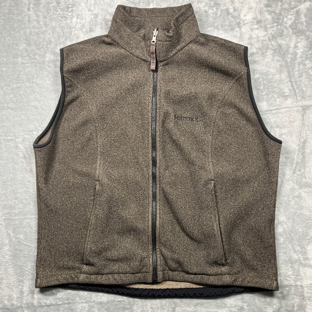 Marmot Polartec Fleece Vest Womens Brown Full Zip Sleeveless Outdoor Gorpcore L